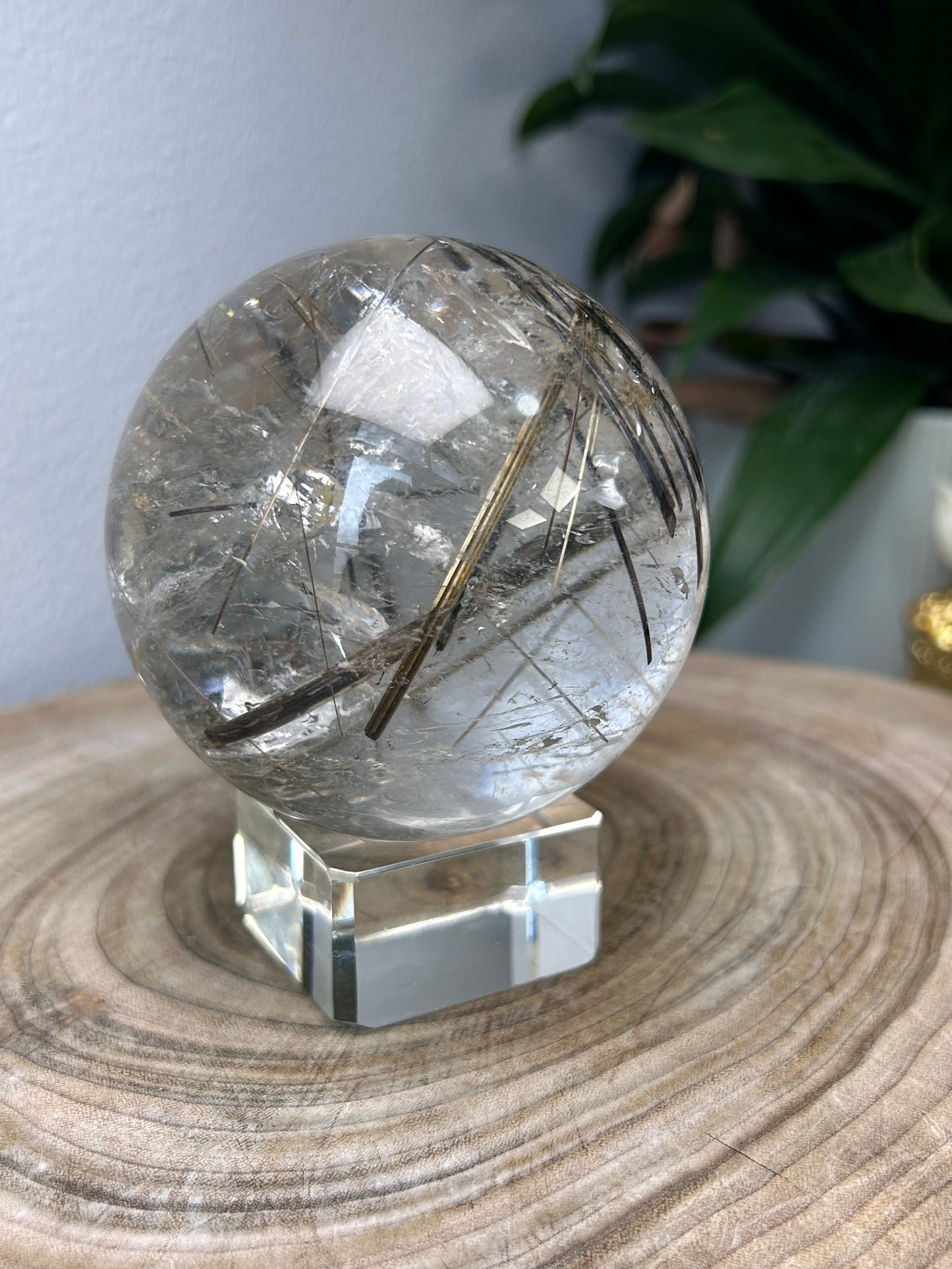 Golden and Black Rutile Sphere