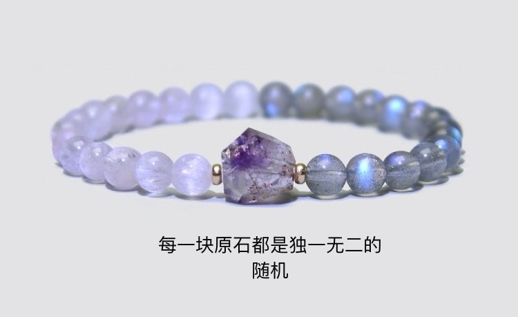 🔮天然乌拉圭紫水晶搭配紫锂辉＆灰月光石